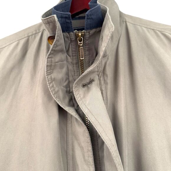 Newport Harbor Tan Button-Front Zip High Collar Flap Pockets Trench Coat Large - Picture 3 of 11